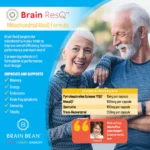 Brain Bean Brain ResQ Mitochondrial Energy Optimizer with PQQ, CoQ10, Trans-Resveratrol, MenaQ7, and Quercetin Supplement, PQQ Supplement 15mg and CoQ10 100mg, Mitochondria Supplement - 60 Capsules