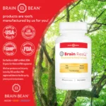 Brain Bean Brain ResQ Mitochondrial Energy Optimizer with PQQ, CoQ10, Trans-Resveratrol, MenaQ7, and Quercetin Supplement, PQQ Supplement 15mg and CoQ10 100mg, Mitochondria Supplement - 60 Capsules