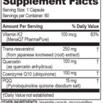 Brain Bean Brain ResQ Mitochondrial Energy Optimizer with PQQ, CoQ10, Trans-Resveratrol, MenaQ7, and Quercetin Supplement, PQQ Supplement 15mg and CoQ10 100mg, Mitochondria Supplement - 60 Capsules