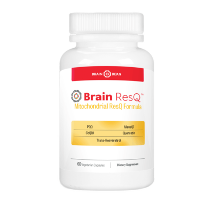 Brain Bean Brain ResQ Mitochondrial Energy Optimizer with PQQ, CoQ10, Trans-Resveratrol, MenaQ7, and Quercetin Supplement, PQQ Supplement 15mg and CoQ10 100mg, Mitochondria Supplement - 60 Capsules