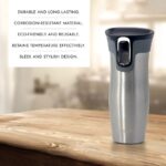 Jomoks 14oz Travel Coffee Tumbler – Stainless Steel Insulated Coffee Mug with Lid Keeps Drinks Hot for 4hrs & Cold for up to 10hrs – Leak Proof Coffee Travel Mug Fits in Car Cup Holder (Grey)