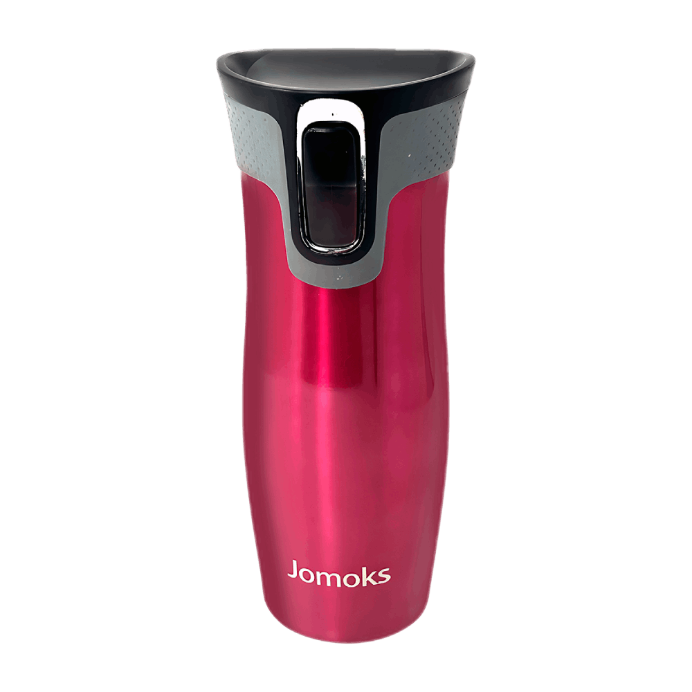 Jomoks 14oz Travel Coffee Tumbler – Stainless Steel Insulated Coffee Mug with Lid Keeps Drinks Hot for 4hrs & Cold for up to 10hrs – Leak Proof Coffee Travel Mug Fits in Car Cup Holder (Maroon)