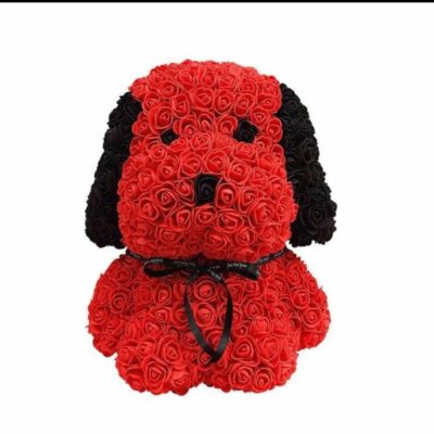 Red Black Handcrafted Rose Teddy Pup – The Forever Gift