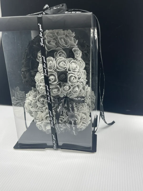 Grey Black Handcrafted Rose Teddy Pup – The Forever Gift