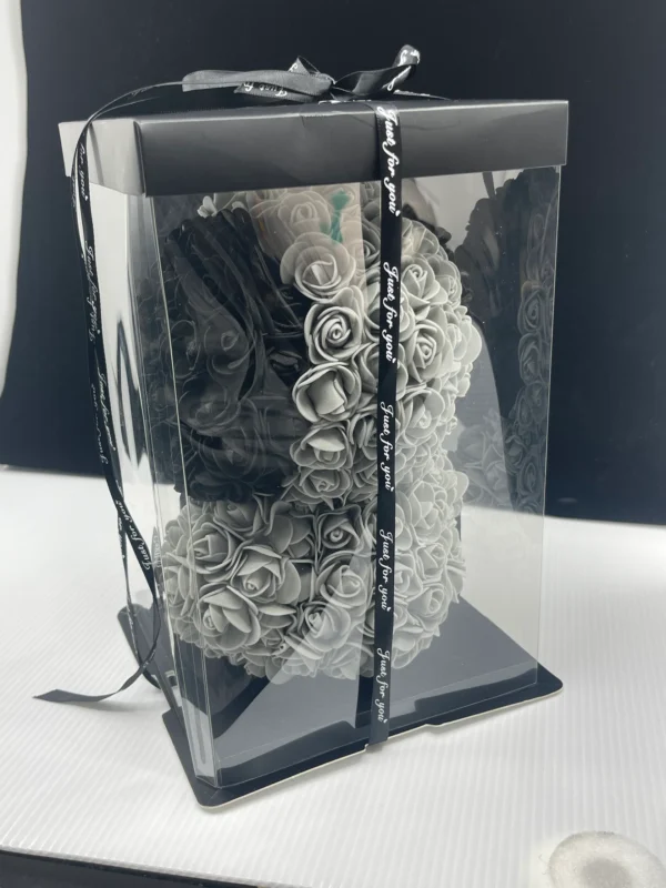 Grey Black Handcrafted Rose Teddy Pup – The Forever Gift