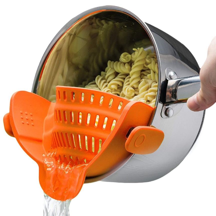 Jomoks Orange Kitchen Strainer Clip Water Draining Basket Silicone