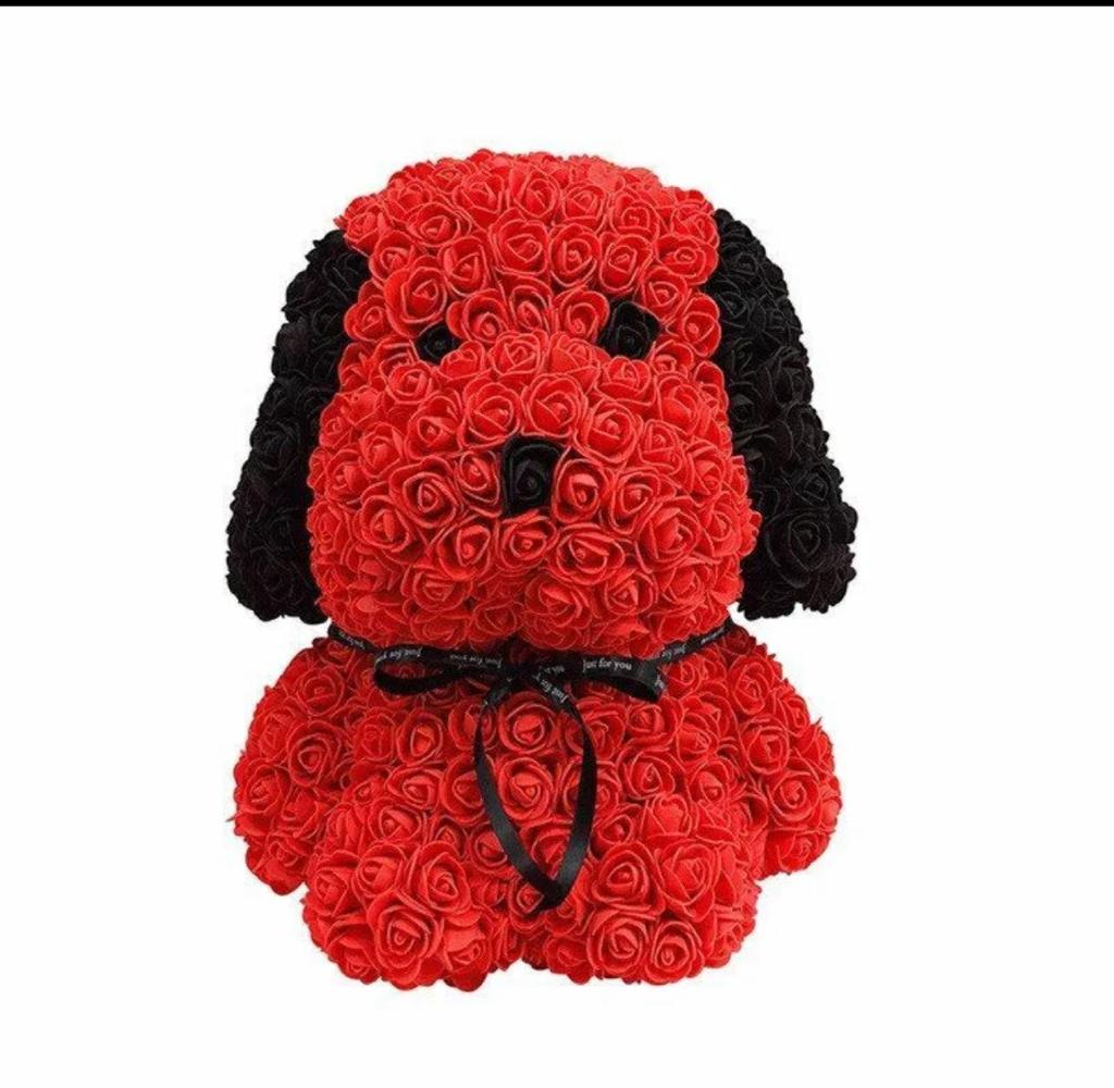 Red Black Handcrafted Rose Teddy Pup – The Forever Gift